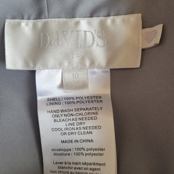 David's Bridal Gray Strapless Cocktail Dress Size 10 - Picture 6 of 6